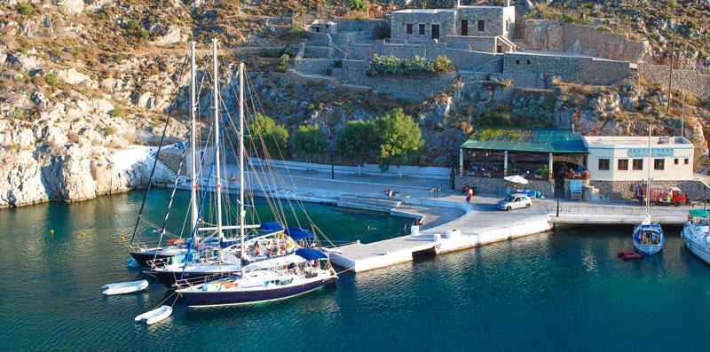 sailing boats docked in Vathi, Kalymnos ,Greece