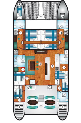 sailing catamaran Cataleya layout