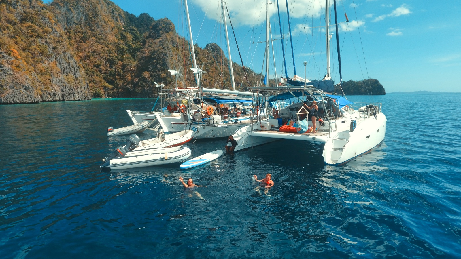 yachts rafted up, Palawan